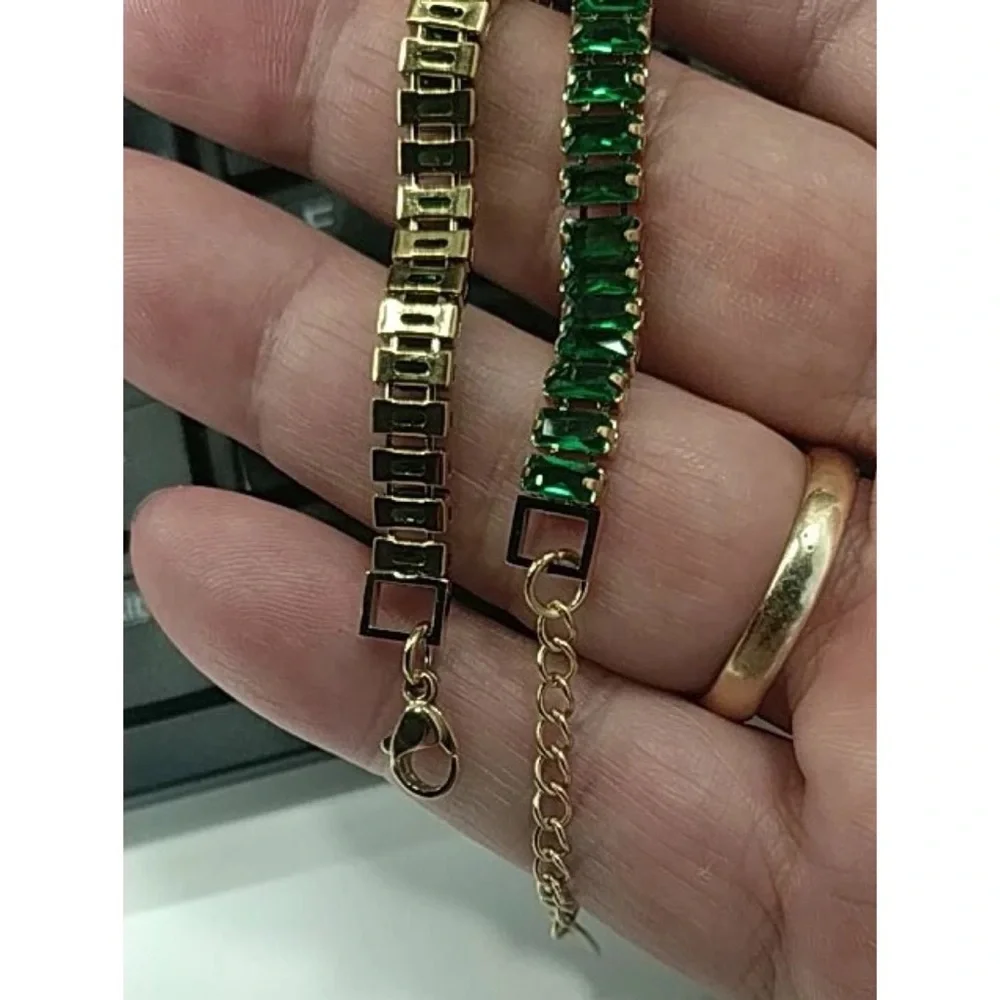 Zara Rainbow Emerald Cut Rectangle Multi-Color Baroque Crystals Bead Bracelet